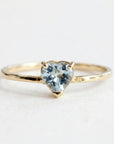 14k gold heart aquamarine ring March birthstone engagement ring