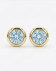 natural aquamarine bezel earrings in 14k solid gold minimalist studs