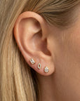 Pear CZ Bezel Set Flat Back Earrings 14k Solid Gold (single or pair)