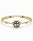 Minimalist salt and pepper diamond ring in 14k gold, unique rustic proposal ring