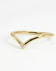 14k Solid Gold Dainty V Diamond Wedding Band