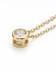 14k Solid Gold Moissanite Necklace – 5mm Round Bezel Pendant