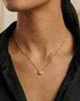 14k Solid Gold Moissanite Necklace – 5mm Round Bezel Pendant