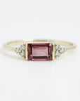 Baguette Pink Tourmaline & Diamond Art Deco Ring