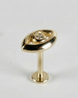 Evil Eye Flat Back Earrings 14k Solid Gold, Luck Symbol Stack Earrings