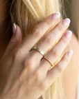Hammered Silver Band Diamond Ring, Mixed Metal Ring