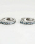 Mini 14k white gold aquamarine huggie hoop earrings, 10mm gemstone hoops for second hole, single half pair option