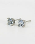 Natural aquamarine stud earrings in 14k gold, dainty bridal wedding earrings
