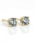 Aquamarine stud earrings in 14k gold, handmade March birthstone jewelry