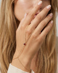 Gold Slave Bracelet, Garnet Hand Chain Bracelet