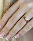 Dainty Diamond Ring 14k Solid Gold – Tiny Bezel Set Diamond Solitaire Stacking Ring