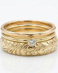 Dainty Diamond Ring 14k Solid Gold – Tiny Bezel Set Diamond Solitaire Stacking Ring