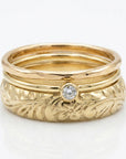 Dainty Diamond Ring 14k Solid Gold – Tiny Bezel Set Diamond Solitaire Stacking Ring