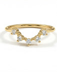 Curved Wedding Band, Five Stone Diamond Ring