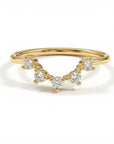 Curved Wedding Band, Five Stone Diamond Ring