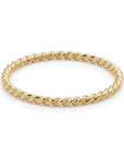14K solid gold twist ring dainty minimalist stacking band handmade rope design