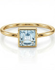 princess cut aquamarine ring in 14k gold bezel set march birthstone ring