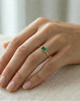handmade 14k gold emerald ring with baguette stone, minimalist engagement ring, dainty promise ring, May birthstone gift