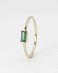 Minimalist Baguette Emerald Ring 14k Gold