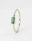 Minimalist Baguette Emerald Ring 14k Gold