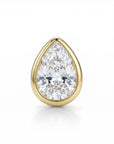 14k solid gold pear shaped CZ bezel earrings with internally threaded flat back, minimalist diamond stud earrings, cartilage or helix piercing jewelry