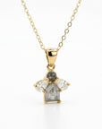 14K Solid Gold Salt and Pepper Diamond Cluster Necklace with Pear Moissanites - Melt'm Jewelry