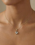 14K Solid Gold Salt and Pepper Diamond Cluster Necklace with Pear Moissanites