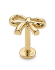 Ribbon Bow Tie Internally Threaded Flat Back Earrings 14k Solid Gold - Melt'm Jewelry