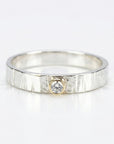 Hammered Silver Band Diamond Ring, Mixed Metal Ring - Melt'm Jewelry