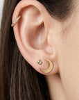 Moon and Star Earrings 14k Solid Gold