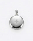 North Star Round Locket Necklace Sterling Silver, Photo Locket Pendant - Melt'm Jewelry