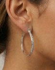 2 Inch Patterned Large Oval Hoop Earrings in Sterling Silver - Melt'm Jewelry