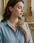 Freshwater Pearl Toggle Necklace 10 - 12mm, Hammered Gold Filled Clasp, Handmade Statement Pearl Necklace, Mother’s Day Gift for Her - Melt'm Jewelry