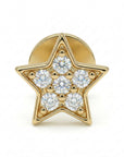 Cz Star Earring 14k Solid Gold, Internally Threaded Flat Back Earring