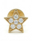 Cz Star Earring 14k Solid Gold, Internally Threaded Flat Back Earring