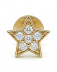 Cz Star Earring 14k Solid Gold (SINGLE), Internally Threaded Flat Back Earring