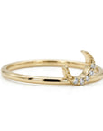 Genuine Diamond Crescent Moon Ring in 14k Gold