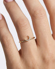 Genuine Diamond Crescent Moon Ring in 14k Gold - Melt'm Jewelry
