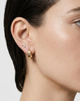 Geometric Textured Gold Huggies 14k Solid Gold