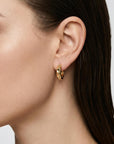 Geometric Textured Gold Huggies 14k Solid Gold