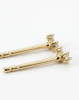 14k Gold 3 Stone Simulated Diamond CZ Prong Set Cluster Earrings (SINGLE OR PAIR)