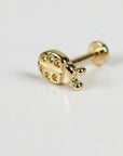 Ladybug Flat Back Earrings 14k Solid Gold, Lady Bird Stack Earrings in 14k Solid Gold