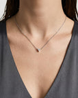 Triangle Moissanite Necklace in 14k Solid White Gold