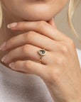 Pear Salt and Pepper Diamond Ring 14k Gold – Rose Cut Black Diamond Halo Ring, Unique Engagement Ring, Anniversary Gift - Melt'm Jewelry