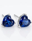 blue sapphire heart stud earrings 14k solid gold gemstone jewelry