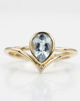 Bezel Set Pear Cut Aquamarine Ring in 14k Gold