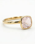 Cushion Cut Rose Quartz Ring 10k Gold, Bezel Set Solitaire Engagement Ring