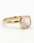 Cushion Cut Rose Quartz Ring 10k Gold, Bezel Set Solitaire Engagement Ring