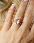 Cushion Cut Rose Quartz Ring 10k Gold, Bezel Set Solitaire Engagement Ring