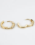 Lab Grown Diamond Huggie Hoop Earrings 14k Gold, 2mm Diamond Trio Hoops